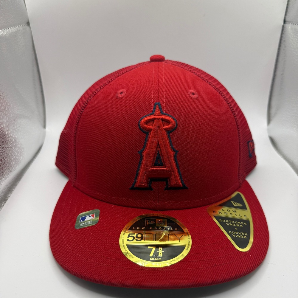 New Era 59FIFTY Low Profile‎ LA Angels Hat Red MLB Batting Practice Cap 7 5/8